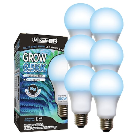 Miracle Led 6.5KK Pro-Pack Indoor Grow Light Bulb, 6500K Blue Spec. Replace 150W Grow Bulbs, 6PK 801887